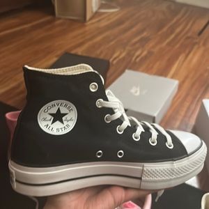 Platform black and white high top converses 10/10 condition worn once